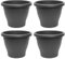Acan Tradineur - Pack de 4 Macetas de plástico Redondas para Plantas y Flores Mediterránea con Orificios Inferiores. Recipiente, macetero Exterior e Interior del hogar - Color Gris - 60 cm