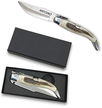 EIDER Navaja Clasica de Albacete Personalizada Con Nombre, Regalo Elegante (CIERVO)
