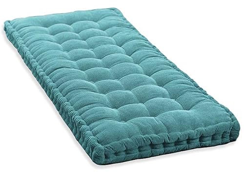 10cm Dickes Bankkissen 2/3 Sitzer,100cm/120cm Baumwolle Bankkissen Sofa Boden Sitzkissen Matratze für Haus Garten Terrasse Schaukel (80x40cm,Blau)