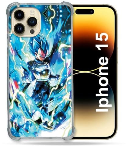 Cokitec Reinforced Case for iPhone 15 (6.1) Manga Dragon Ball Vegeta Blue