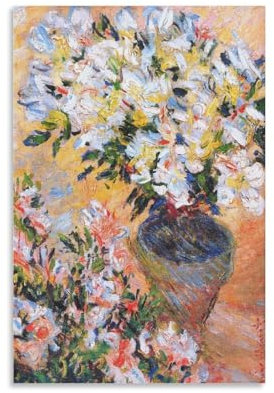 LdinMEX Claude Monet Artwork – Weiße Azaleen im Topf, Poster, Kunst, Leinwand, Malerei, Dekor, Wanddruck, Foto, Zuhause, moderne Dekoration, 60 x 90 cm