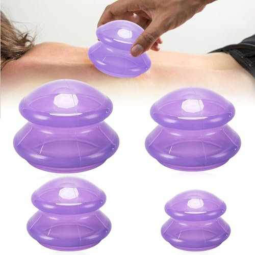 4 Stück Schröpfgläser Silikon: Silikon Schröpfen Tassen, Schröpfen,Schröpfgläser Vacuum Cup 4 Verschiedene Größen, Schröpfgerät Anti Cellulite Anti Aging Linder Schmerzen für Ganzen Körper