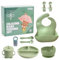 BEE POWERFUL Vajilla Bebe Silicona - Platos Bebe, Plato Bebe Ventosa, Vajilla Infantil, Plato Antivuelco Bebe, Cubiertos Bebe, Cuchara y Tenedor Bebe para Aprendizaje, 11 Piezas de Vajilla Bebe