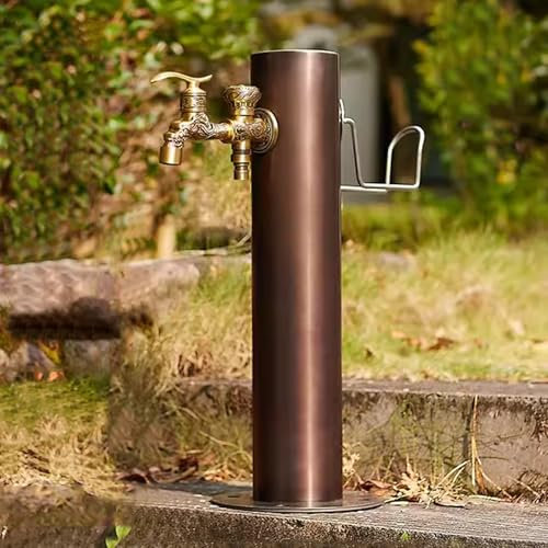 Colonne D'eau de Jardin Robinets D'eau Extérieurs, Colonne D'eau de Jardin Rétro en Acier Inoxydable, Entrée D'eau à Double Usage(50cm)