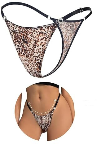 comeondear Mini String Ficelle Femme Bikini Micro Tanga Sexy Glacé/Cuir PU | Doublure en Coton,Culotte Sans Couture,Grande Taille S-XXL,Taille Basse Réglable,Slip Extensible,Léger,Confortable Lingerie