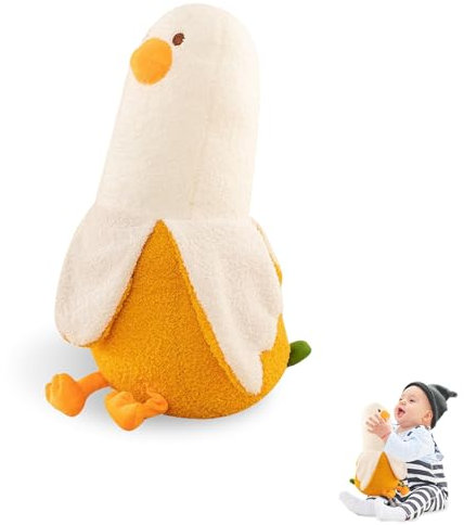 HaOrchid Plüschtier Banane Ente, 30 cm Bananen Enten Plüschtier, Banane Kuscheltier, Kawaii Ente Banane Kissen, Kuscheltier Geschenk für Kinder, Baby, Mädchen, Jungen, Heimdekoration