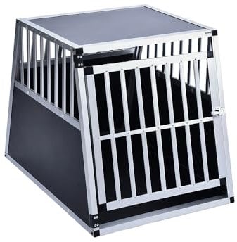Home Deluxe - Hundetransportbox Alu SKITO - L - 90 x 65 x 69 cm - Farbe: Silber/Schwarz - Material: MDF Platten, Aluminium I Hundetransportbox Transportlösung Alu-MDF-Material Tierfreundlich