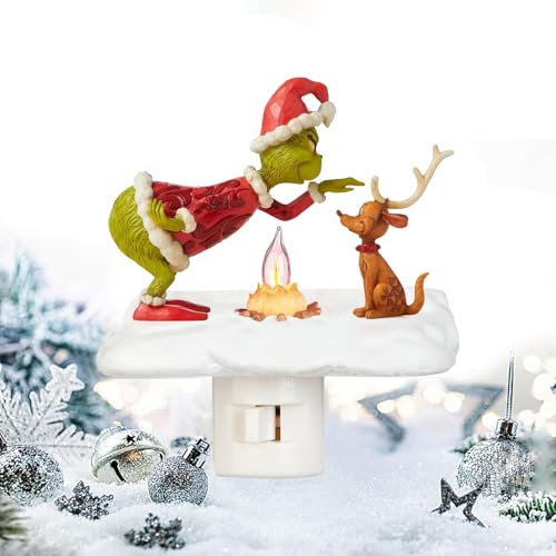 Christmas Flickering Night Light, Night Light Plug in Wall Plug in Night Light for Hallway Campfire Flicker Flame Christmas Campfire Nightlight Indoor Decoration Christmas Decorations Indoor