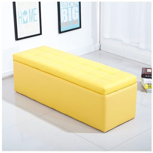 Sitzbank Mit Stauraum, Truhe Mit Stauraum Faltbar, Sitztruhe Sitzbox Aufbewahrungsbox Klappbare, Bettbank Schlafzimmer,Gelb,60cm