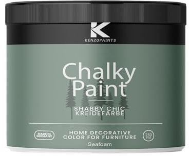 Contura KenzoPaints Kreidefarbe Möbel Farbe 250ml. Trend Farbtöne 2025 Möbellack Holz- Lack Shabby Chic Matt (Seafoam, 250ml.)