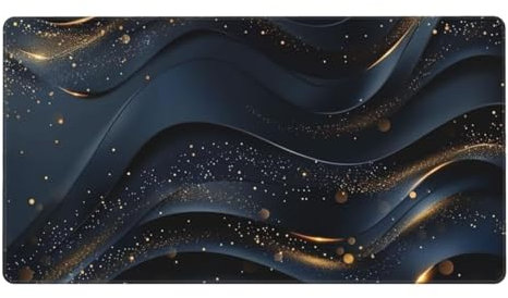 Gaming Mouse Pad XXL 700x300x4mm Large Mouse Mat with Stitched Edges Non-Slip Rubber Base Soft Cloth, with Water Resist Surface Keyboard Pad, for Computers Laptop Office Desk Mat Black Lines Z7159