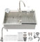 HZKSINNK 70x50cm Fregadero Cocina 1 Seno, Grande Acero Inoxidable 50cm de ancho Fregadero sobre Encimera, Cuadrado Fregaderos Un Seno con 3 agujeros, Sifón, Dispensador de Jabón y Juego de Desagüe