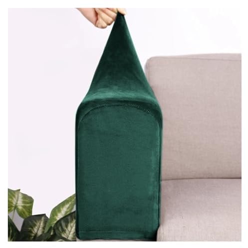 LYXYGMV Plush Velvet Sofa Armrest Cover for Living Room Stretch Solid Arm Protector Armchair Couch Removable 2 Pieces Four Seasons. Geeignet Für Sofas Und Liegestühle(Green)