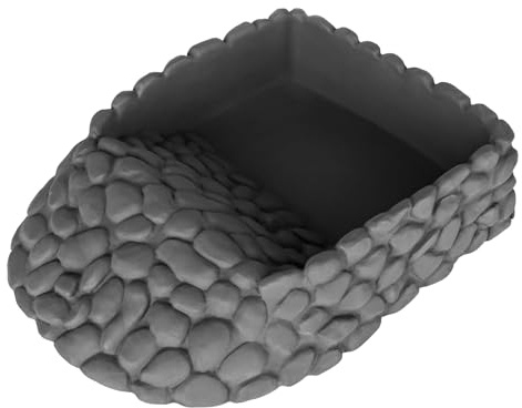 Reptile Water Dish Large Bearded Dragon Food Bowl, Rock Corner Water Dish for Reptiles Snake Water Bowl Feeding for Leopard Gecko Tortoise Lizard Tank Accessories, Terrarium Reptile Pool with Ramp