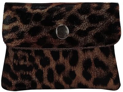 modamoda de P09 Damen Münzgeldbörse Geldbörse Portemonnaie Klein Leder Made in Italy P09 (Leo Bronze Metallic)