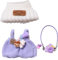 Mrltau Süße Freizeit-Look Stil Kleidung für Vinyl Plush Toy Keychain Puppen, mit Strickmütze & Plüsch-Latzhose & Kamera Deko, Outfit Zubehör für Vinyl Plush Toys Blind Box(lila)
