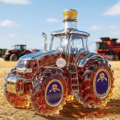 300ML Decanter Whisky Scultura Statua - Scultura 3D A Forma Di Decanter Per Whisky A Forma Di Auto, Statua Di Bottiglia Di Vino Per Whisky A Forma Di Trattore, Bottiglia Di Vino Vuota(B)