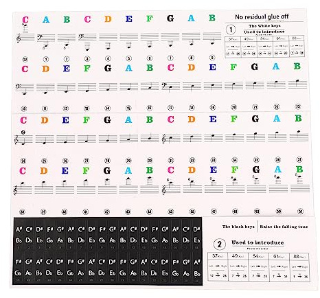 Klavieranfänger Aufkleber farbenfrohe transparent abnehmbarer großer Buchstaben wiederverwendbarer Klavier -Tastaturaufkleber