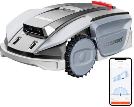 Sunseeker S5 AWD Mähroboter ohne Begrenzungskabel 1600㎡, RTK + Vision Rasenmäher Roboter mit KI-unterstützte Kartierung, Intelligente App-Steuerung, 60% Steigung