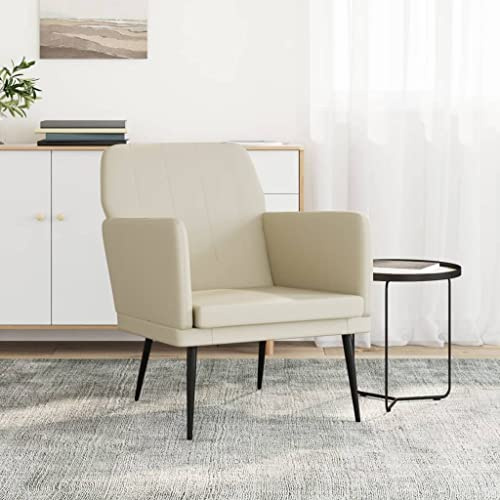 MOBCANT Sessel mit gepolsterter Rückenlehne, moderner Kunstleder Creme Finish, für Wohnzimmer und Schlafzimmer,61 x 78 x 80 cm