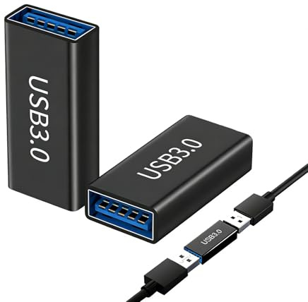 Gahhwei USB 3.0 Female to Female Adapter, Type A Coupler, 2 Pack | Aluminum alloy housing; 5Gbps data transfer,connects two USB-A male cables Charging Supportplug and play; not OTG