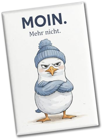 speecheese Souvenir Magnet Manfred die Möwe Moin mehr Nicht für Küstenfans | Lustiger Küsten-Dekomagnet für Kühlschrank oder Büro