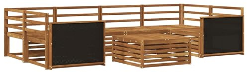 vidaXL Outdoor-Sofagarnitur 7 pcs Natur Massivholz Akazie, Gemütliches Outdoor-Set, modernes Lounge-Möbel, Garten-Sofa, tolle Terrassen-Sitzgelegenheit