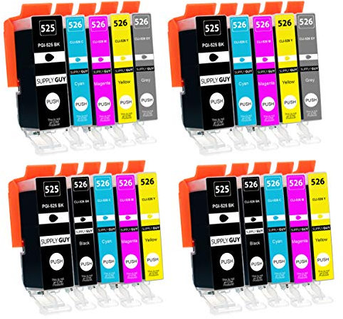 Supply Guy 20 Druckerpatronen mit Chip kompatibel mit Canon PGI-525 / CLI-526 passend für Canon Pixma MG6120 MG6150 MG6200 MG6250 MG8120 MG8150 MG8200 MG8240 MG8240 MG8250