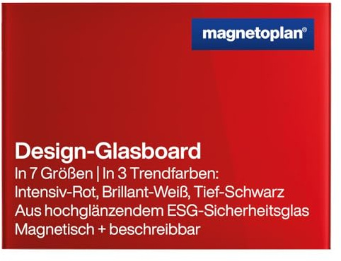 magnetoplan 13403006 Design-Glasboards, magnetisch, 800x600mm, intensiv-rot | Magnetisch, BxH 800 x 600 mm, intensivrot