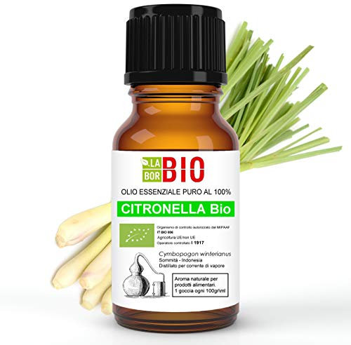Citronnelle Bio Huile Essentielle 100% Pure 10 ml - Aromatherapie Thérapeutique Alimentaire - Laborbio