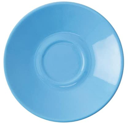 Olympia Cafe Espresso Saucers Stoneware Pack of 12, Blue | Unglazed foot prevents slipping; fits GL459, GK070, GK071, GK072, HC402 and 3.5oz cups for secure, stable hot drink service.