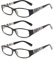 JM Reading Glasses with Spring Hinge 3 Pack Women, Lightweight Quality Vintage Readers Colorful Rectangular Glasses for Ladies +3.0 Magnifying