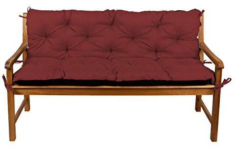 Gutekissen® Bankkissen, Sitzkissen, Rückenlehnen, Gartenkissen, Steppkissen, Doppelkissen, Sitzmöbel, Sitzbank-Kissen, Gartenschaukel, Gartenmöbel Law (120cmx50cmx50cm, Bordeaux)