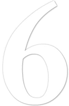 Zahlen-Aufkleber Nr. 6 in weiß I Höhe 30 cm I selbstklebende Haus-Nummer, Ziffer zum Aufkleben für Außen, Briefkasten, Tür I wetterfest I kfz_465_6