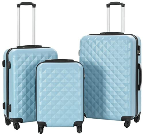 vidaXL 3 Pack Lightweight Hard Luggage Suitcase with 360° Safety Lock and Carry Strap for Suitcases and Suitcases in ABS Blue, Blue, S/M/L, Blue, S/M/L