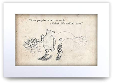 HWC Trading FR Winnie Puuh-Druck für Kinderzimmer, A4, gerahmt, Pflege zu viel (ungerahmt), A4