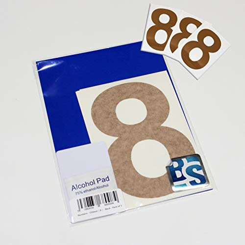 BS® Large Waterproof Non-fading Self Adhesive Vinyl Numbers | 8 (EIGHT) | 150mm | Pack of 4 | COPPER | Wheelie Bin Numbers