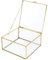 Homtone 16 cm Caja Cristal Dorada, Joyero Vintage, Cajas de Joyas de Cristal con Tapa, Organizador Dorado para Vestidor de Dormitorio, Decoraciones para Bodas, Fiestas de cumpleaños, Cuadrado