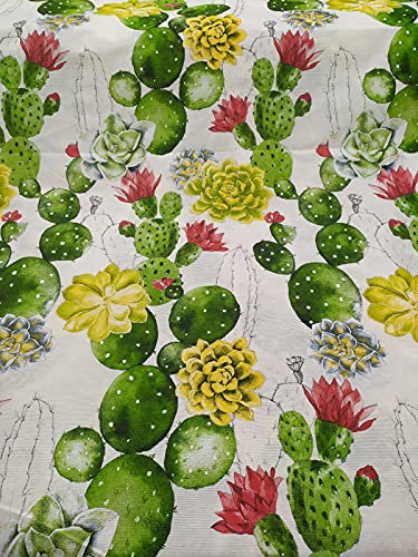 Tende Arredo Tessile Cactus Stoffa Tessuti in Cotone per Cucito Metro 280 cm x 280 cm Divani Mantovane Cadute Laterali Tavola Cuscini Sedie Copritutto