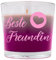 WB wohn trends Duft-Kerze mit Spruch, Beste Freundin, 9x9,5cm rosa pink grau, frischer Sommer-Duft Duft-Windlicht