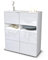 Stil.Zeit Highboard Jasmin, Korpus Weiss matt, Front Hochglanz-Design Weiß (92x108x35cm), Push-to-Open Technik & Leichtlaufschienen