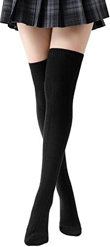 Kefiyis Kniestrümpfe Damen Overknee Strümpfe Lange Gestrickte Warme Socken Oberschenkelhohe Socken für Damen und Mädchen