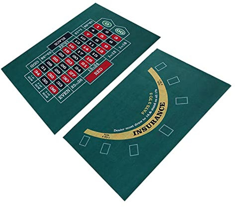 Jatour Doppelseitige Poker-Layout-Matte Blackjack und Texas Hold'em erhältlich Tischmatte Crapsund Roulette-Tischfilz Grüne Stoffmatte Tischdecke Casino-Ausrüstung