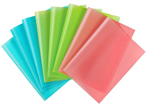 Refrigerator Liners Fridge Liner Mats Washable, DUDUCOFU 8 Pack Refrigerator Mats for Glass Shelves Non Slip Refrigerator Shelf Liners, Size Adjustable Fridge Mats for Freezer Cupboard Drawers