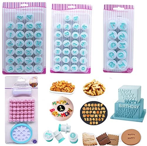 Kiswleon 146 Fondant Ausstecher, Buchstaben Ausstecher für Fondant Ausstecher, Brot Ausstecher für Kinder,Fondant Ausstecher Buchstaben Ausstechformen Buchstaben für Cookie,Tortendeko,Plätzchen