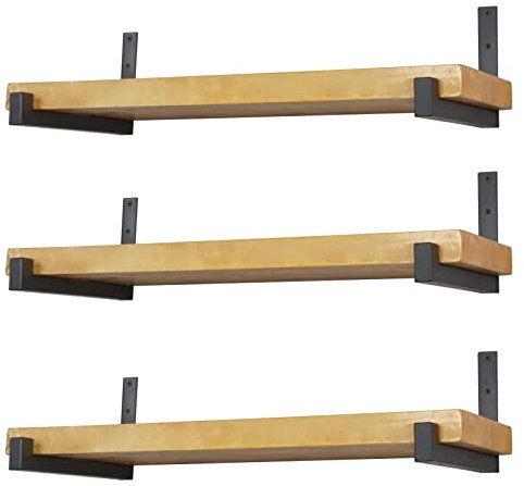 6 Pcs Heavy Duty Shelf Bracket with Lip Iron Metal Wall Mounted Industrial Floating Shelf Brackets Support for DIY Storage Space (150mm/6) Black