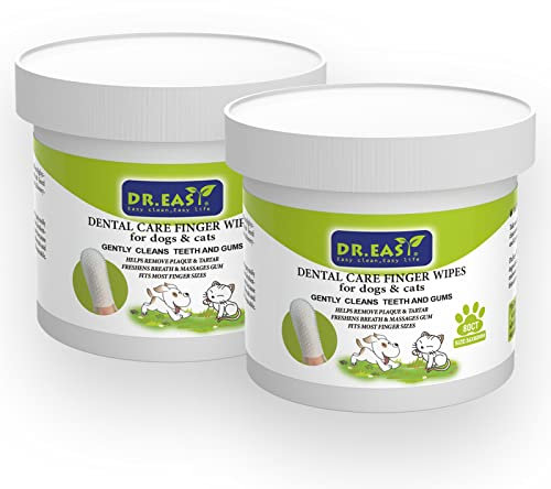 DR. EASY Zahnpflege Finger-Pads 160ct für Hund und Katze, helfen, Plaque und Zahnstein wegzuwischen, keine zusätzlichen aggressiven Chemikalien keine Bürstenformel