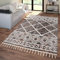 TT Home Wohnzimmer Esszimmer Teppich Hochflor Mit Fransen Ethno Skandinavisches Design, Farbe: Grau Beige Creme, Größe:80x150 cm