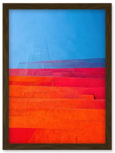 Wee Blue Coo Abstract Minimalist Steps Painting Blue Purple Pink Orange Red Artwork Framed Wall Art Print A4