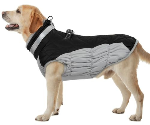 Hjumarayan Hundemantel für Kleine Mittelgroße Grosse Hunde, Hundemantel Winter Warme Wintermantel Hund Hundejacke Wasserdicht Hunde Mantel Gefüttert, Outdoor Hundemantel Labrador (Schwarz XL)